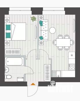 1-к квартира, сданный дом, 35м2, 3/9 этаж