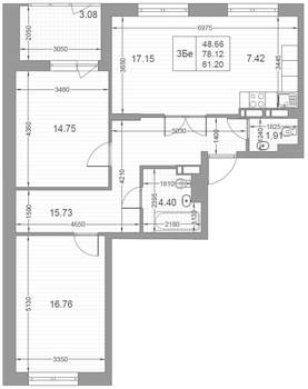 3-к квартира, вторичка, 81м2, 3/10 этаж