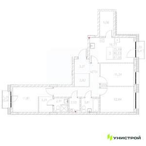 3-к квартира, вторичка, 87м2, 5/8 этаж
