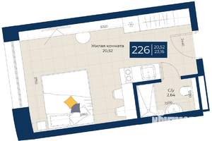 1-к квартира, вторичка, 23м2, 2/5 этаж