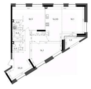 2-к квартира, вторичка, 103м2, 4/15 этаж