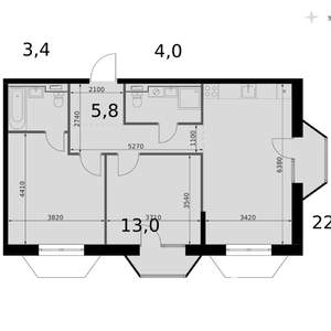 3-к квартира, вторичка, 69м2, 8/14 этаж