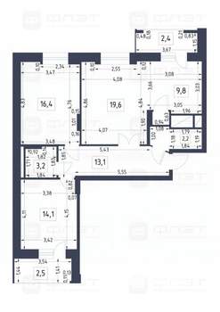 3-к квартира, вторичка, 82м2, 15/16 этаж