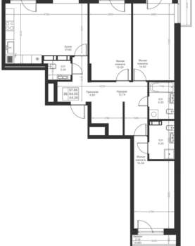 3-к квартира, вторичка, 98м2, 6/24 этаж