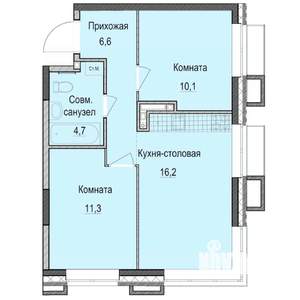 2-к квартира, строящийся дом, 49м2, 3/14 этаж