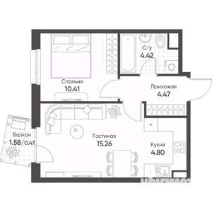 2-к квартира, строящийся дом, 40м2, 3/17 этаж