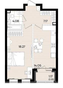 1-к квартира, вторичка, 45м2, 3/23 этаж