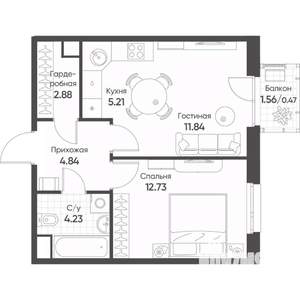 2-к квартира, строящийся дом, 42м2, 4/18 этаж