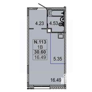 Студия квартира, вторичка, 33м2, 1/5 этаж