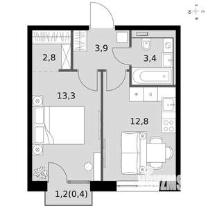 1-к квартира, вторичка, 37м2, 3/19 этаж