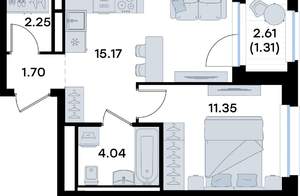 1-к квартира, вторичка, 36м2, 6/8 этаж