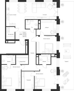 3-к квартира, вторичка, 173м2, 9/9 этаж