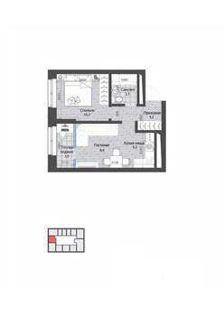 2-к квартира, вторичка, 35м2, 3/22 этаж