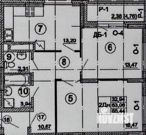 2-к квартира, вторичка, 64м2, 6/19 этаж