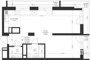 1-к квартира, вторичка, 57м2, 5/25 этаж