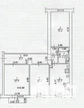 3-к квартира, вторичка, 69м2, 5/5 этаж