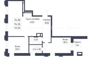 2-к квартира, вторичка, 96м2, 4/5 этаж