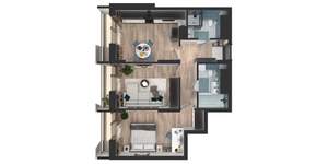 2-к квартира, вторичка, 58м2, 21/25 этаж