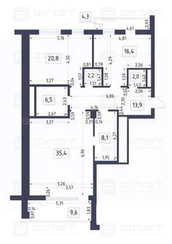 2-к квартира, вторичка, 105м2, 6/24 этаж