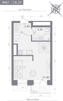 Студия квартира, строящийся дом, 28м2, 13/23 этаж