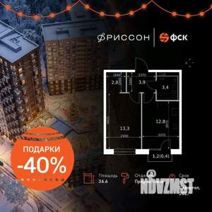 1-к квартира, вторичка, 37м2, 6/19 этаж