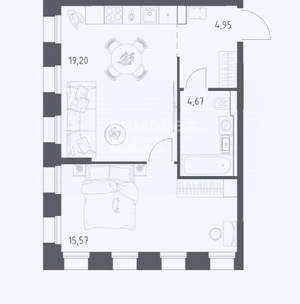 2-к квартира, вторичка, 44м2, 16/25 этаж