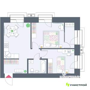 2-к квартира, вторичка, 55м2, 10/10 этаж