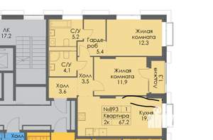 3-к квартира, строящийся дом, 67м2, 11/26 этаж