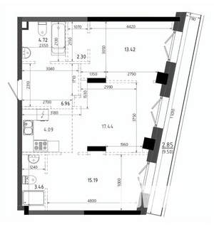 3-к квартира, вторичка, 70м2, 7/19 этаж