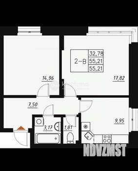 2-к квартира, вторичка, 55м2, 5/19 этаж