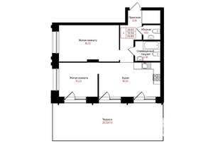 2-к квартира, вторичка, 57м2, 7/25 этаж