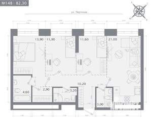 3-к квартира, вторичка, 82м2, 9/19 этаж