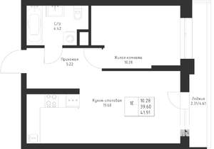 1-к квартира, вторичка, 42м2, 8/23 этаж