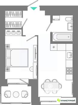 1-к квартира, вторичка, 37м2, 6/10 этаж