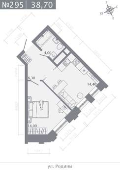 1-к квартира, строящийся дом, 39м2, 18/23 этаж