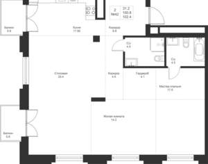 2-к квартира, вторичка, 102м2, 5/9 этаж