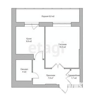 1-к квартира, вторичка, 40м2, 15/16 этаж