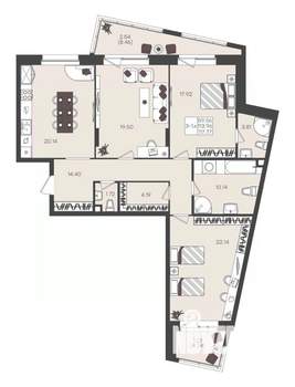3-к квартира, вторичка, 118м2, 2/22 этаж