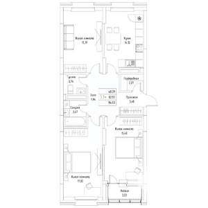 3-к квартира, вторичка, 84м2, 3/9 этаж