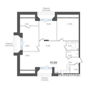 3-к квартира, вторичка, 117м2, 3/4 этаж