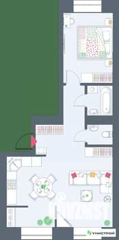 1-к квартира, вторичка, 53м2, 3/10 этаж