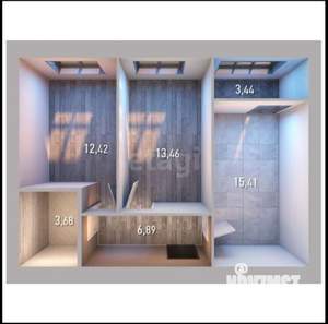 2-к квартира, вторичка, 55м2, 1/19 этаж