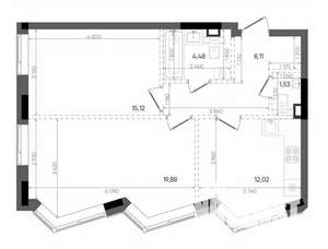 2-к квартира, вторичка, 61м2, 12/14 этаж