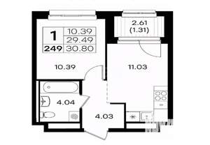 1-к квартира, вторичка, 31м2, 2/11 этаж