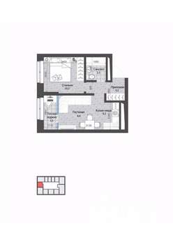 2-к квартира, вторичка, 35м2, 3/22 этаж