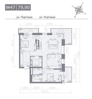 3-к квартира, строящийся дом, 80м2, 7/9 этаж