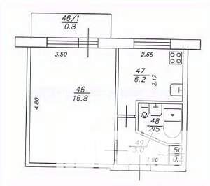 1-к квартира, вторичка, 30м2, 5/5 этаж