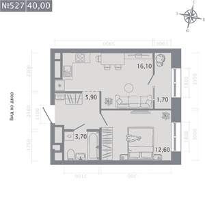 1-к квартира, строящийся дом, 40м2, 17/23 этаж