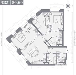 3-к квартира, строящийся дом, 81м2, 17/25 этаж