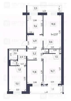 4-к квартира, вторичка, 98м2, 6/7 этаж